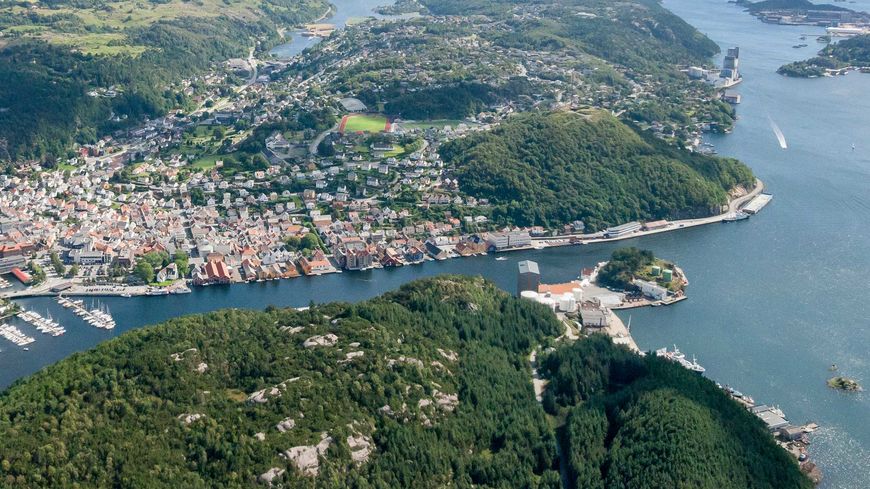 Dronebilde av Egersund Havn